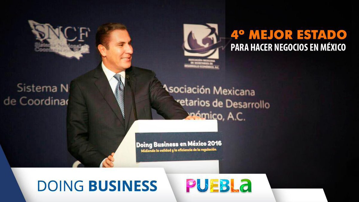 Segob_Puebla's tweet photo. ¡Gran avance para #Puebla! Se posiciona en el 4to lugar en el ranking #DBM2016 del Banco Mundial. @RafaMorenoValle https://t.co/r8fyX1onDS