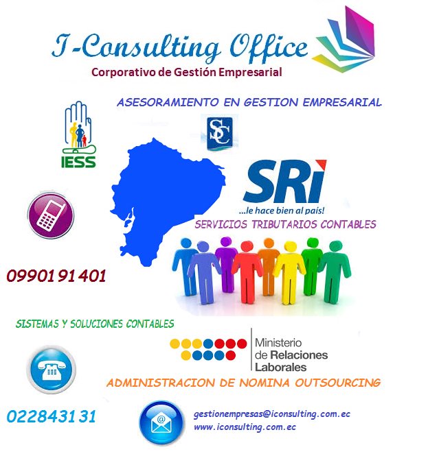 iconsultin's tweet image. #SOLUCIONESCONTABLES #DECLARACIONESIMPUESTOS #ANEXOSSRI #ADMINISTRACIONNOMINA #GESTIONEMPRESARIAL #MACROSEXCEL
iconsulting.com.ec