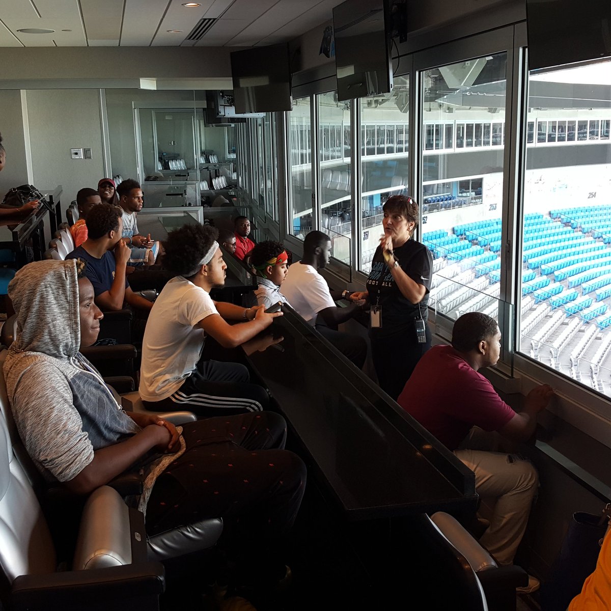 JCSUBiddle's tweet photo. Getting some history of Jerry Richardson's dream to bring a football team to the Carolinas. #JCSU #BiddleInstitute #Biddle #SitLux #JCSU20 https://t.co/oTvcsHIPPq