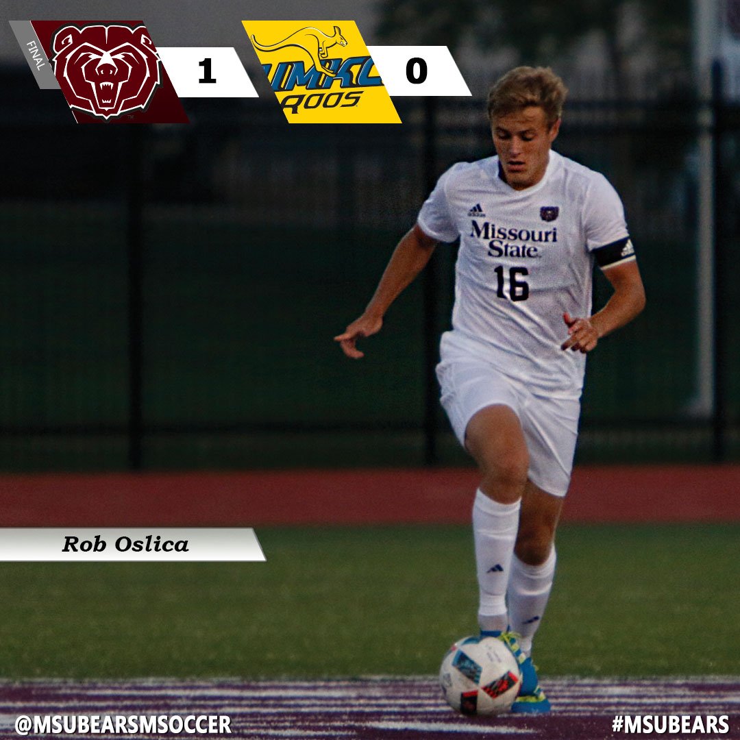 MoStateMSOC's tweet image. FINAL || Rob Oslica scores his first goal of the season in MSU's 1-0 victory over UMKC. The #MSUBears improve to 3-2-1 on the season.