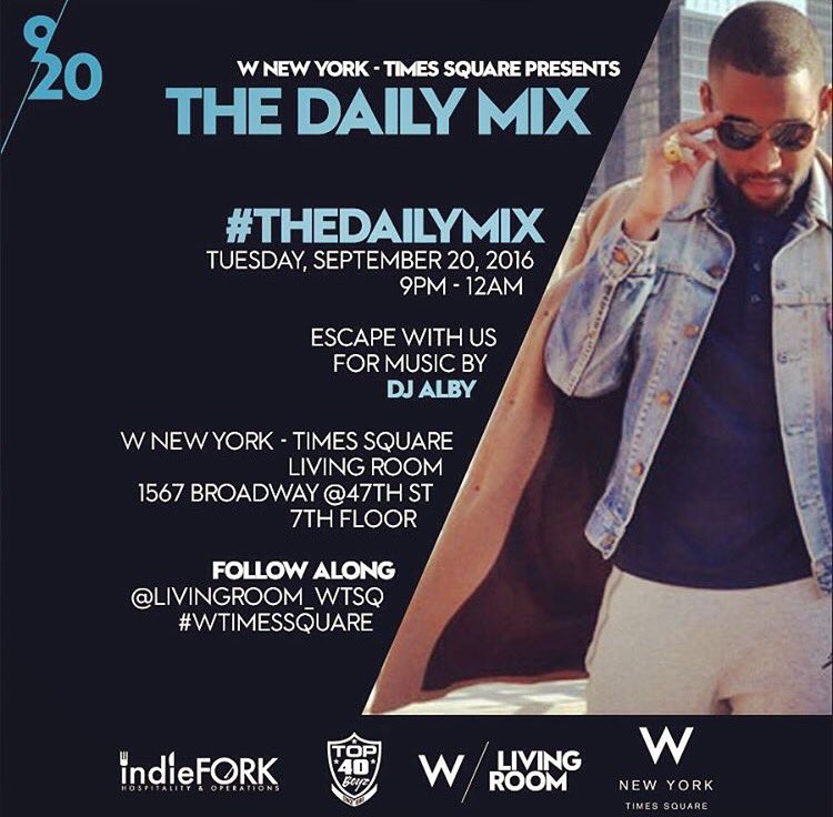Tonight at the <a href="/LIVINGROOM_WTSQ/">Living  Room / WTSQ</a> DJ Alby returns for #TheDailyMix !