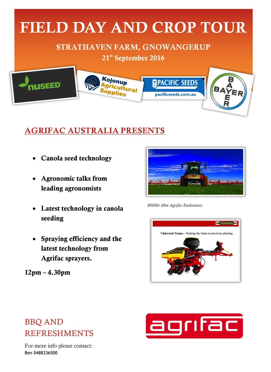 Strathhaven FIELD DAY is on today. 7.5km down the Formby South Rd from Gnowangerup. 12pm start.