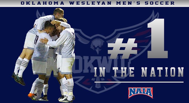 OKWUeagles's tweet photo. Oklahoma Wesleyan Men's Soccer Ranked #1 in the Nation in Latest NAIA Coaches' Poll #WeAreOKWU -- https://t.co/htV4mgmxaJ https://t.co/xJQMdPFtAR