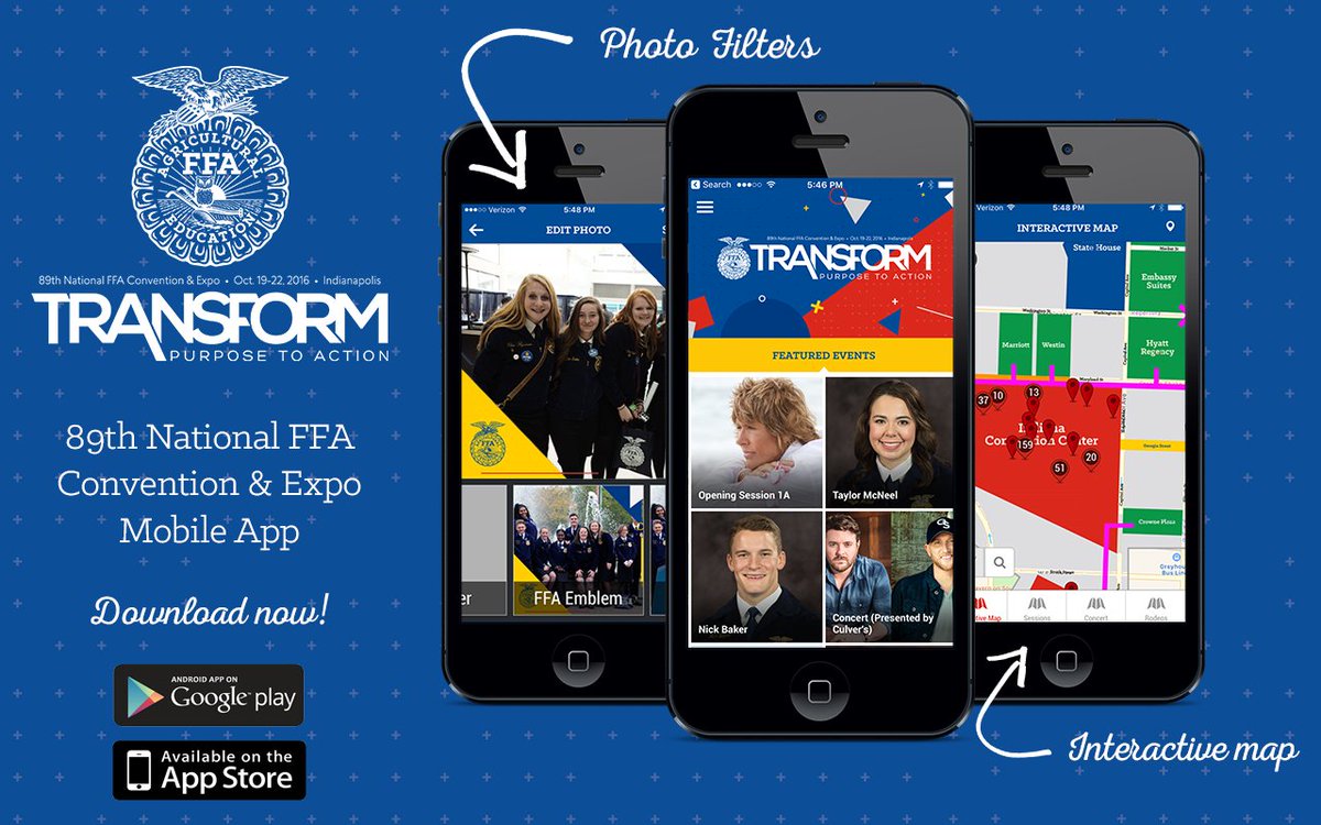 NationalFFA's tweet photo. The mobile app for the 89th National FFA Convention &amp; Expo is now available! https://t.co/KpXFBtdYsl #TransformFFA https://t.co/biz5FNuVta