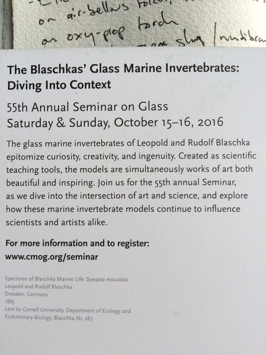 Come to <a href="/corningmuseum/">corningmuseum</a>'s Annual Seminar on #Blaschkas! I'm demoing with Eric Goldschmidt - CMoG.org/seminar