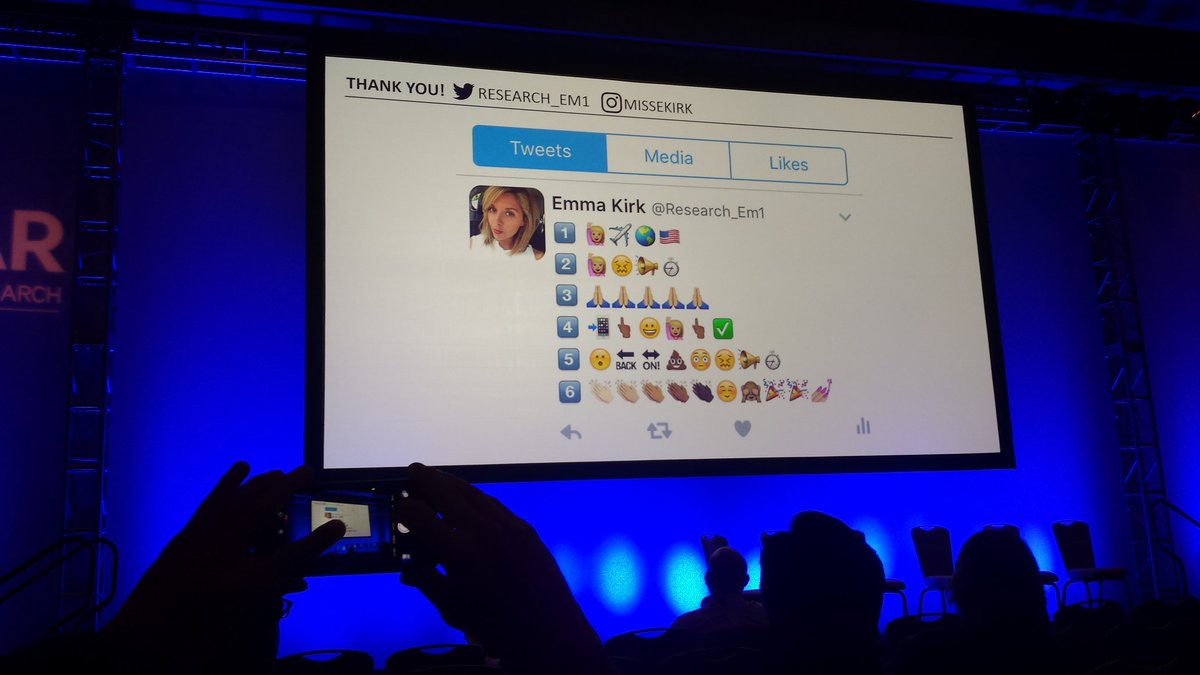 dgbakken's tweet photo. Emma Kirk on emojis for research #esomar #congress https://t.co/JkFwHYOXSI