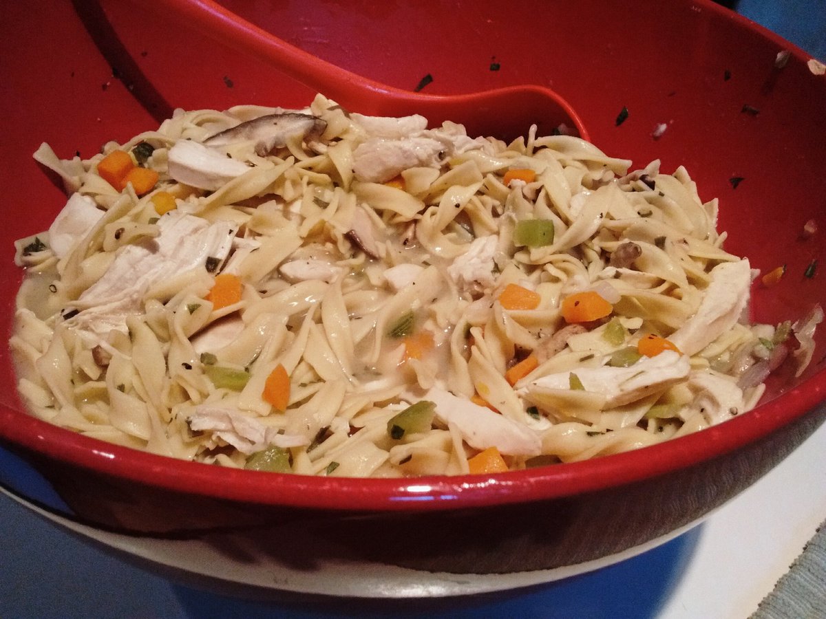 marganina's tweet photo. When you overnoodle your chicken noodle soup. More like stoup. #fluseasonprep #gottagetshotsoon https://t.co/Wl7SdzaGBy