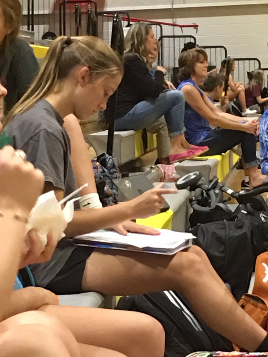 Dr_RNivens's tweet photo. The definition of student-athlete. Played her game now doing homework while varsity plays. @BraveVolleyball @communityisd https://t.co/tzlrFZCeXk