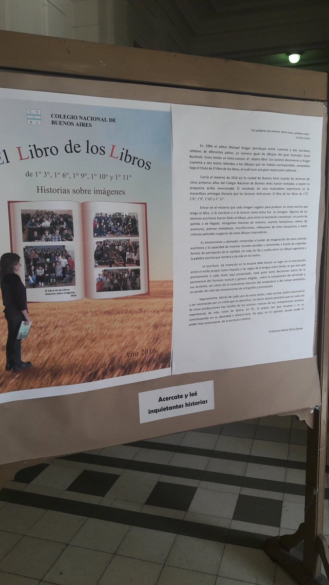 pabloavelluto's tweet photo. Gran trabajo creativo de la profesora  María Elina Denes con los alumnos de 1er año de literatura del @cnba. https://t.co/6Jm0sxGOnt