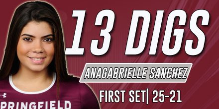 SC_Pride's tweet photo. WVB: #SpringfieldCollege takes the first set over Babson, 25-21, thanks to 13 digs from Sanchez - Holt with a team-best five kills #d3vb https://t.co/TN5gc19tff