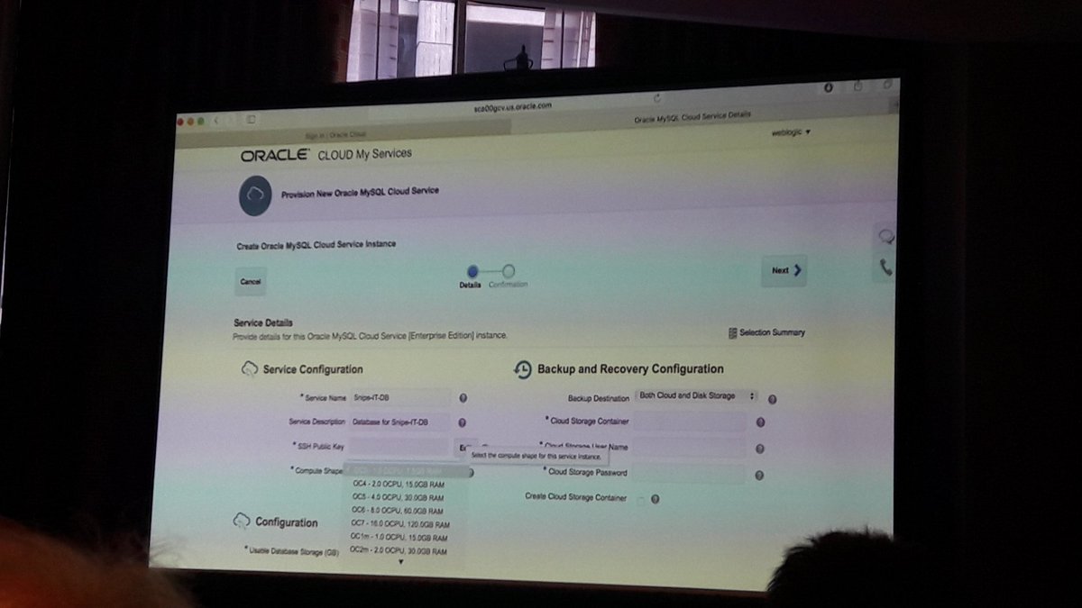 MySQL's tweet image. Very easy to provision an instance with Oracle #MySQL Cloud Service #oow16