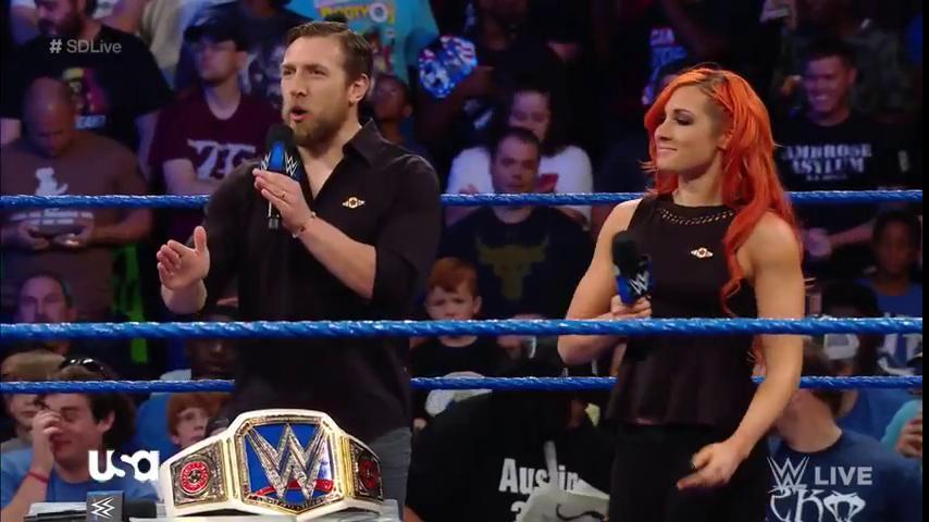 WWE's tweet photo. #SDLive Women's Champion @BeckyLynchWWE promises to keep her cool. #BeckyBalboa #ContractSigning https://t.co/WajDTSYlke