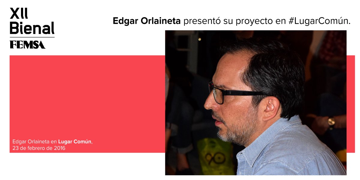 BienalFEMSA's tweet photo. .@edgarorlaineta presentó en #LugarComún su proyecto para @mtycomun en la exhibición de la #XIIBF. https://t.co/B3I7qgO3aC