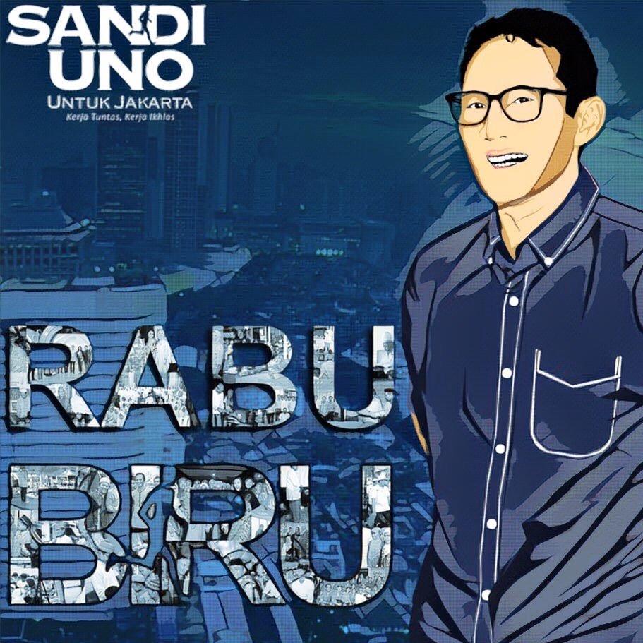 sandiuno's tweet photo. It's #RabuBiru day! 22 minggu menjelang Pilkada DKI 2017. Tunjukkan dukunganmu dengan memakai baju biru di setiap hari Rabu. #TuntasIkhlas https://t.co/gPSI92hTq8