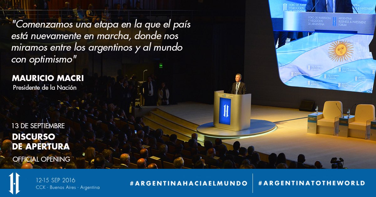 Enjoy President Macri's opening ceremony at Argentina Business &amp; Investment Forum again here goo.gl/kEVxzo