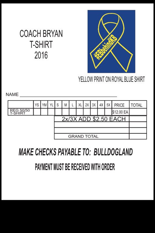 amberleedonna's tweet image. T-Shirts for KB!! If order forms are turned in by Thursday morning, we will have them by Friday for the game!💙💙 #EBbehindKB