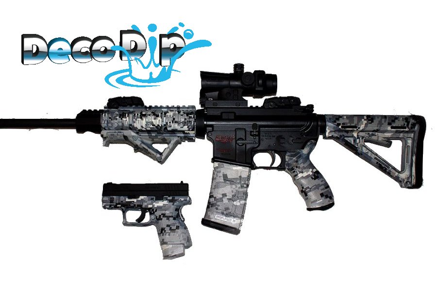 Deco_Dip's tweet photo. Black is boring. Use a Deco Dip kit to dress up your #firearms. (Or any other item) https://t.co/njIAoRBoI6 #camo #hydrographics #decodip https://t.co/Gy6PRE6Dlg