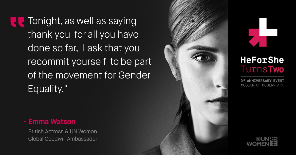 HeForShe's tweet photo. #HeForShe #TurnsTwo @EmWatson https://t.co/Xj2RhZ328F