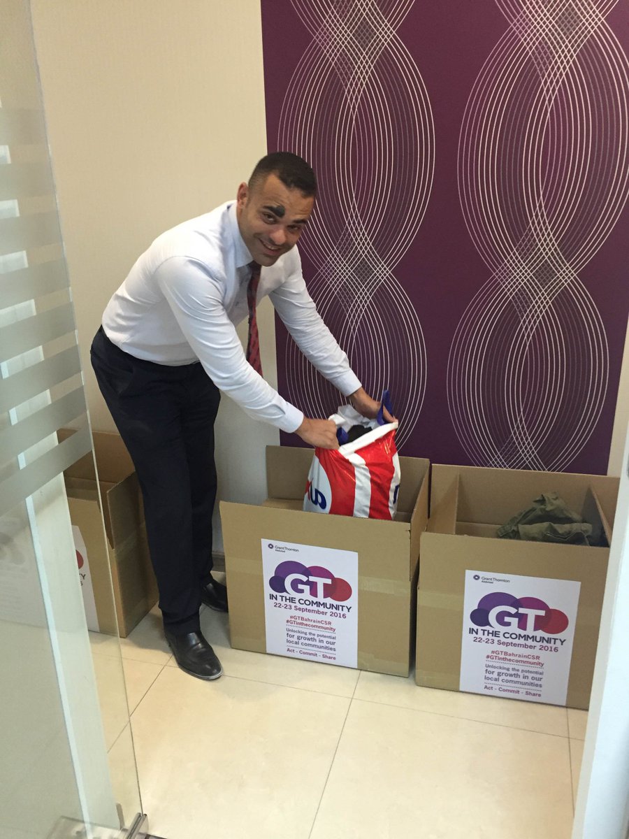 GTBahrain's tweet photo. 1 day to go for our Global CSR day ! Collection for donation... 
#GTinthecommunity #GTBahrainCSR #grantthornton #bahrain #GlobalCSR https://t.co/6AuWOVYRij