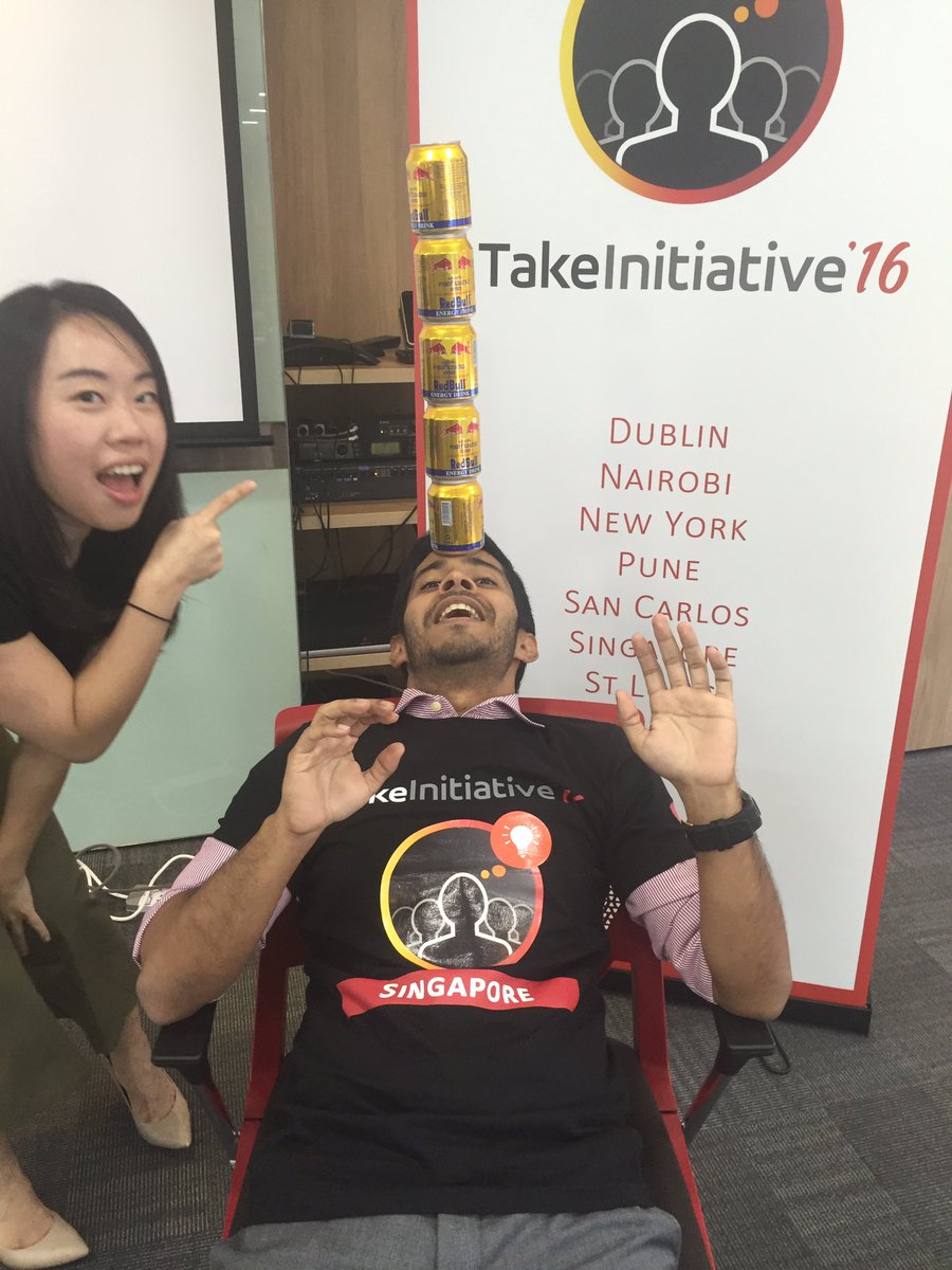 raysaurav1989's tweet photo. Challenging all Tech Hubs...how many Redbulls can you stack on your head? We are at 5 #TakeInitiative @MastercardNews @MastercardAP https://t.co/1AJENf7p4g