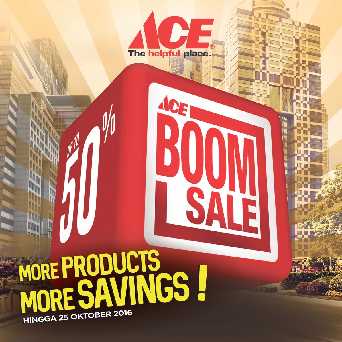 Saatnya #ACEBoomSale, berarti saatnya belanja! Segala keperluan rumah ACE's, lengkap dengan diskon mantap!