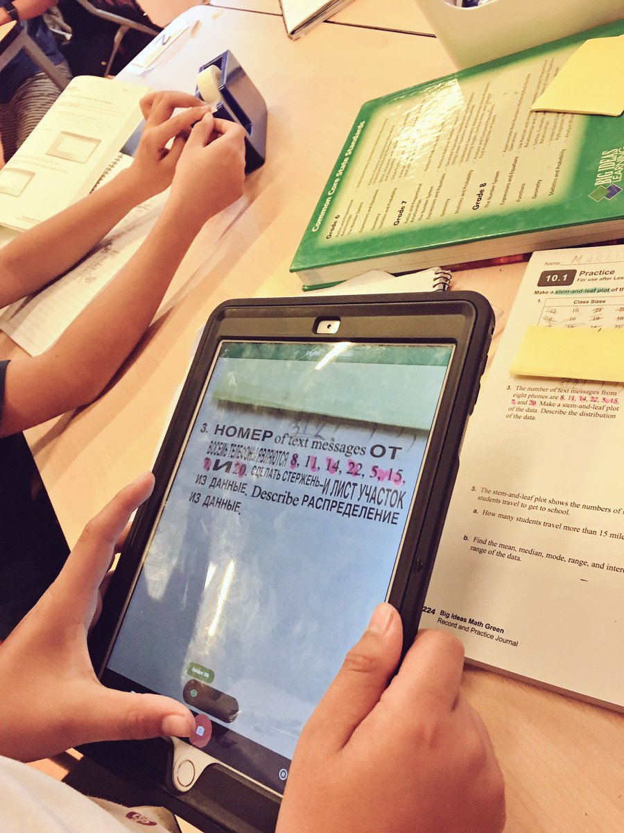 cecigomez_g's tweet photo. @sis_eal s using the #hovertranslation feature of @Google #translateapp for better understanding of math language #sisrocks @Rileylaird https://t.co/jDjS6hY8bK