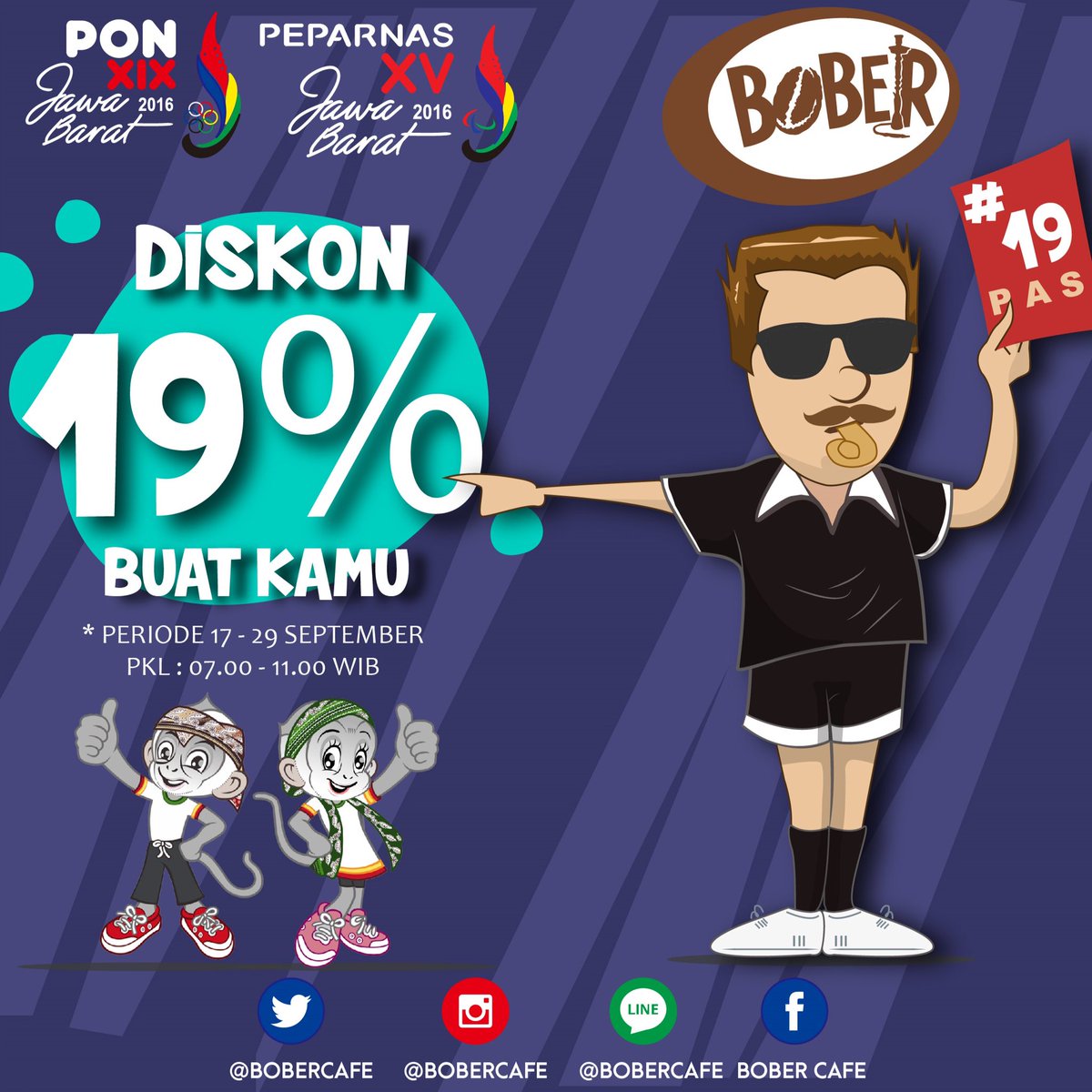 BoberCafe's tweet photo. Sini dong sarapan cantik atau nge-brunch kece di Bober! Ada diskon 19% dalam rangka PON ke-19 setiap jam 7-11 sampai tgl 29 Sept! #19PAS https://t.co/UJ6rZTex83