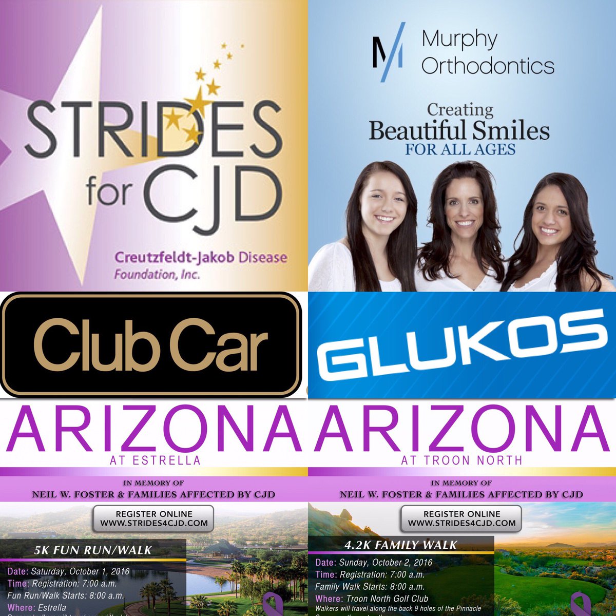 Big Thx to our friends at Club Car &amp; Murphy Orthodontics for sponsoring #Strides4CJD AZ. You guys rock! #CureCJD