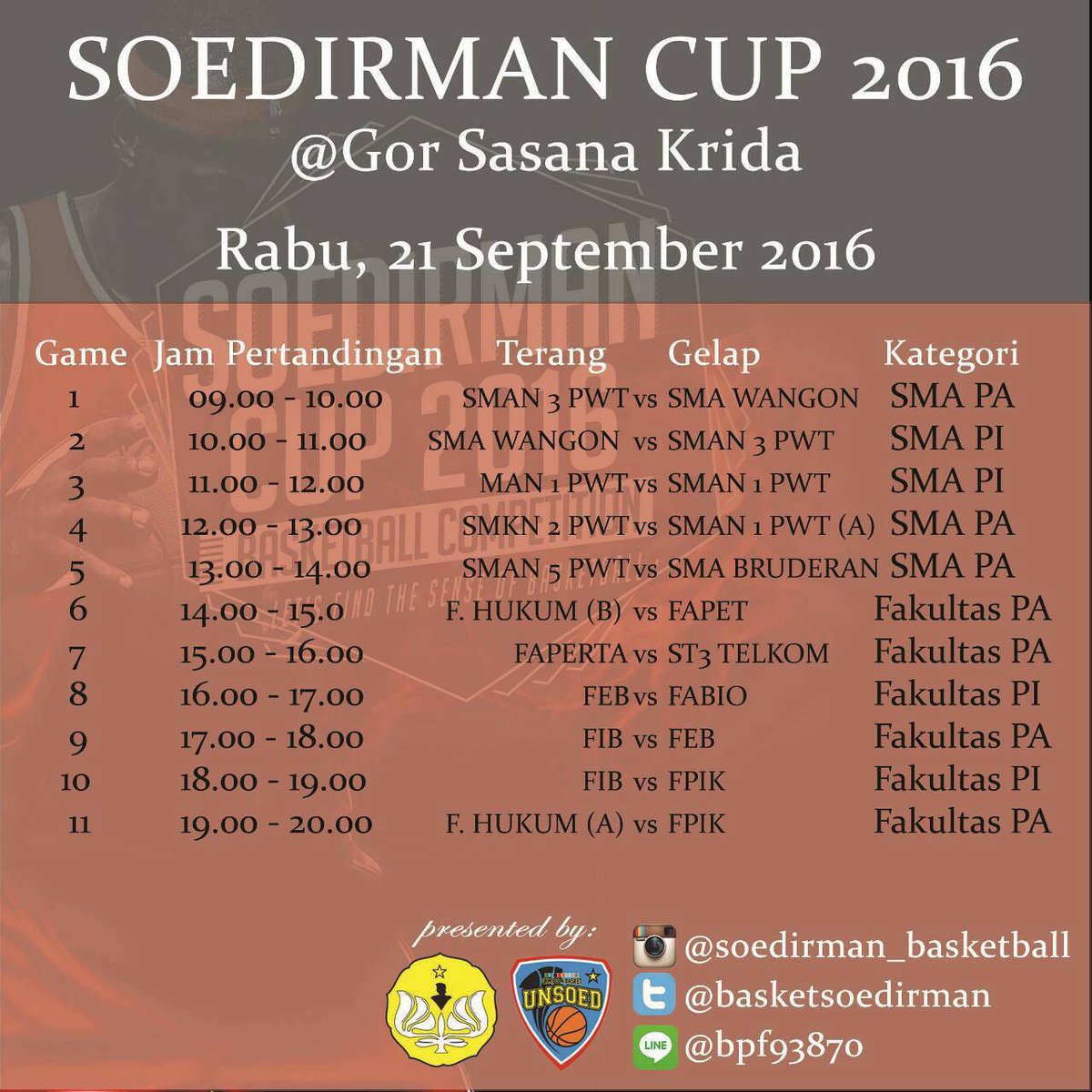 Jadwal Tanding Hari ini Rabu 21/9/16 !!!!
Kuyy datang dan ramaikan tribun!!!