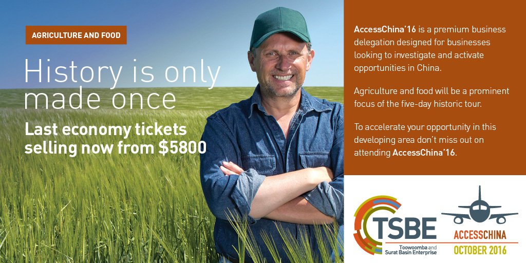TSBEnterprise's tweet image. Accelerate your journey at accesschina16.com.au #agriculture #food #export #Australia #China  #smallbiz #GrowAg2016 #TSBE #AccessChina'16
