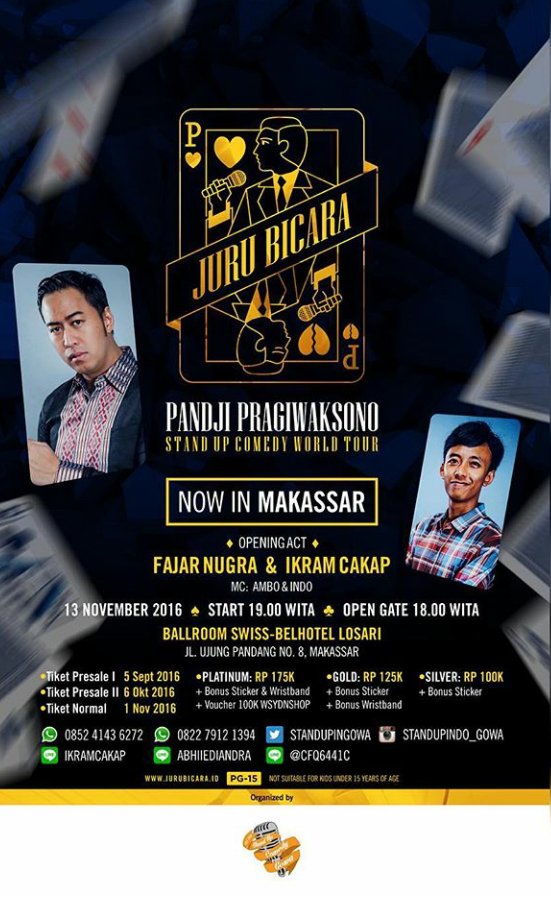 AnjasChambank's tweet photo. Support:
> @StandUpIndoMKSR ada @RaimLaOde &amp; @arafahrianti02
> @StandUpInGOWA ada @pandji &amp; @fajar_nugra

#Rispek 😊 https://t.co/FZK24cqMCi