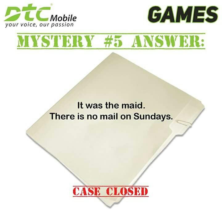 dtcmobileph's tweet photo. Mystery #5: Case Closed.
Good work to those who got it right!
#DTCMobilePH #DTCGames #mysteries https://t.co/nvAnzlHdKU