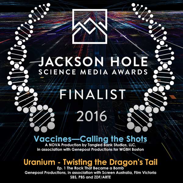 GenepoolTV's tweet photo. Looking forward to #scienceSMASH awards in Boston. Uranium-Twisting-the-Dragons-Tail &amp; Vaccines-Calling-the-Shots nominated in 7 categories! https://t.co/Si2qTMIVnO
