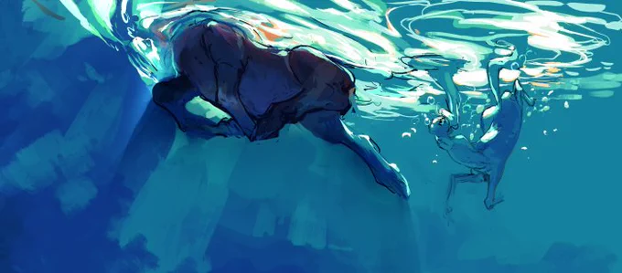 墨佳さんが描かれたカラー習作「小雲雀初めての沼地」、一連の流れになっています。ふたりの会話が聞こえてきそうです。 
