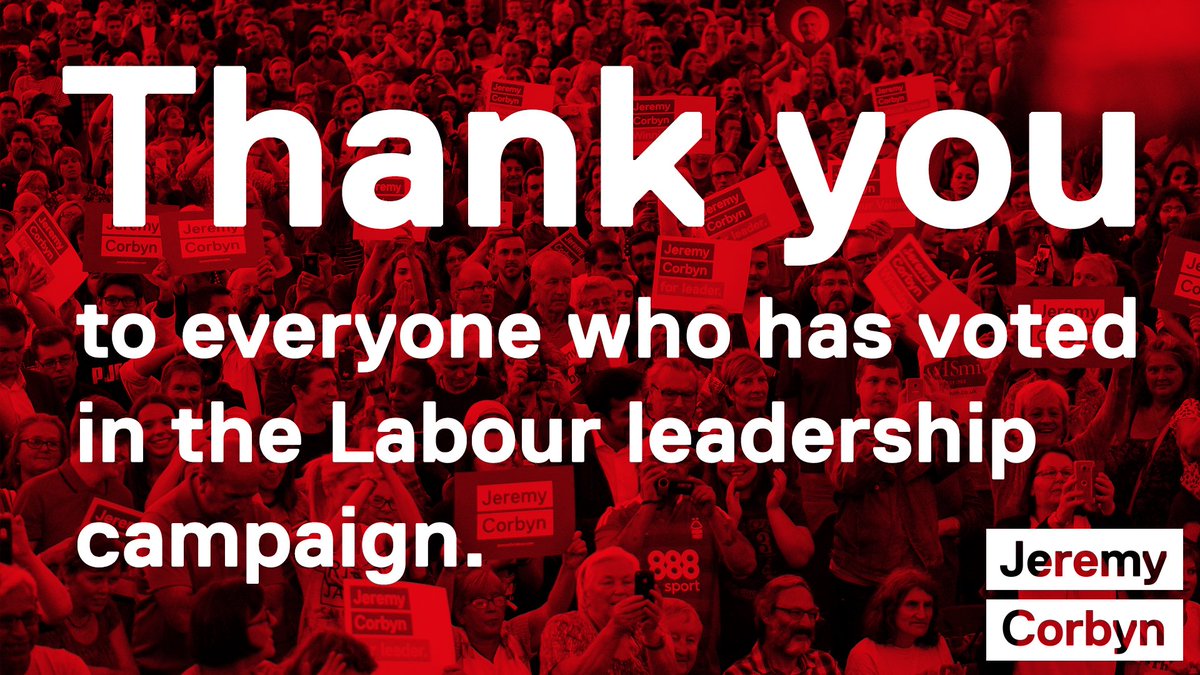 Voting has now closed in the Labour leadership debate. @JeremyCorbyn has called for the party to now unite and hold the Tories to account