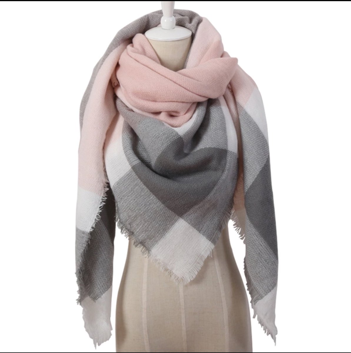 MillennialTees's tweet photo. $25 winter plaid blanket scarf in tan, blue, pink. Cashmere blend, very soft and warm. #winterfashion #fallfashion #millennialtees #retweet https://t.co/8hqMVacX9E