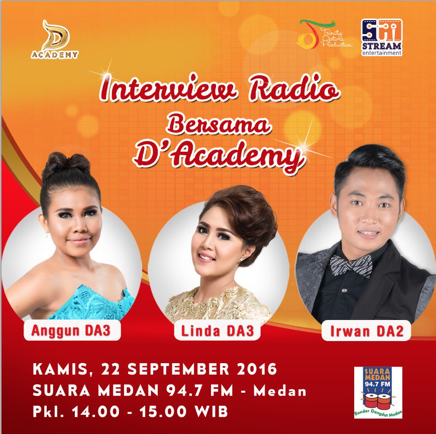 TrinityOptimaP's tweet photo. #TOPSCHEDULE @DA2_Irwan @DA3_Anggun @DA3_Linda Interview di @suaramedan hari ini, pukul 14.00 - 15.00 WIB. https://t.co/IKBy9Hf5y1