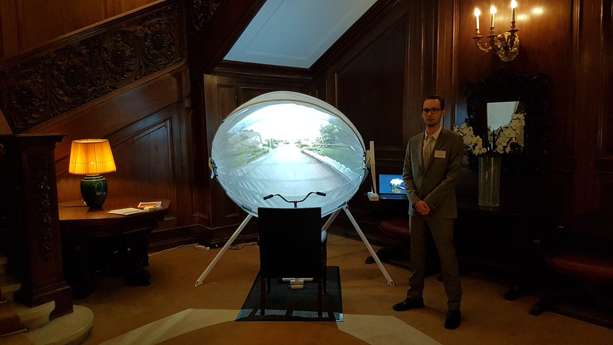 JohnImitera's tweet photo. The #jDome #BikeAround installed at the Swedish embassy in Vienna for the exchange: Shaping The Future Healthcare With Welfare Innovations. https://t.co/bLsqSaDHHP