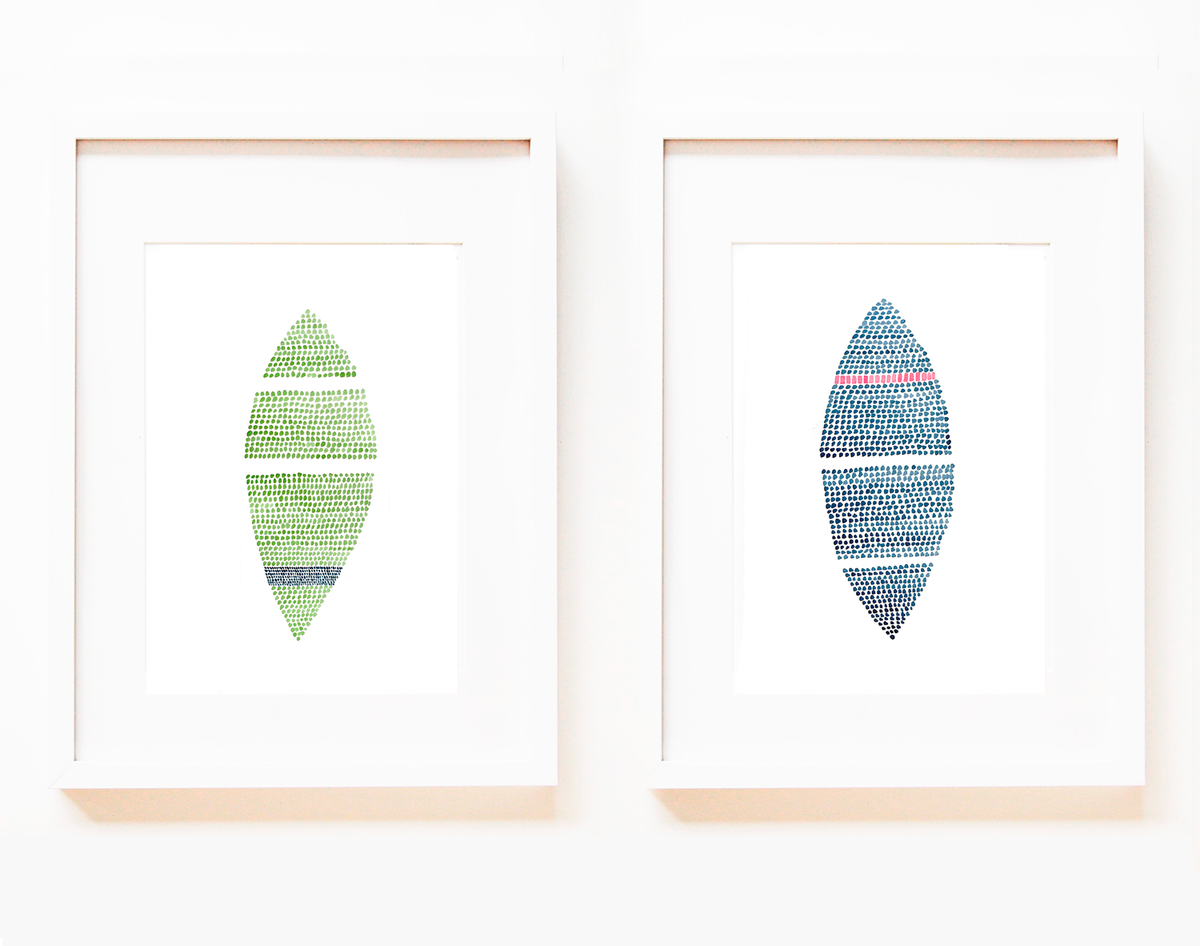 2 Abstract Leaves Art Prints etsy.me/2cYBgGX #watercolor #watercolour #midcenturymodern #wallart #abstractleaves #natureart #giclee