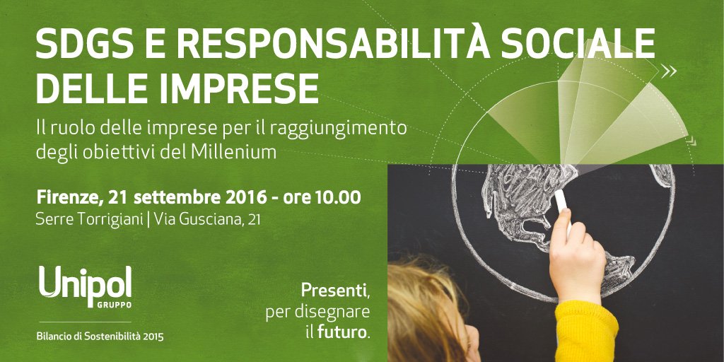 Unipol discute dell’#Agenda2030 italiana per lo #SviluppoSostenibile. Oggi a #Firenze con Pierluigi Stefanini >> bit.ly/2cnX3bD