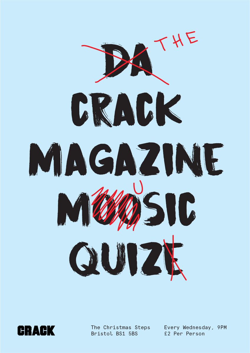Come along to the Crack Magazine music quiz tonight at <a href="/thexmassteps/">The Christmas Steps</a> in Bristol. 9PM start. £30 jackpot. £2 per person. £180 rollover.