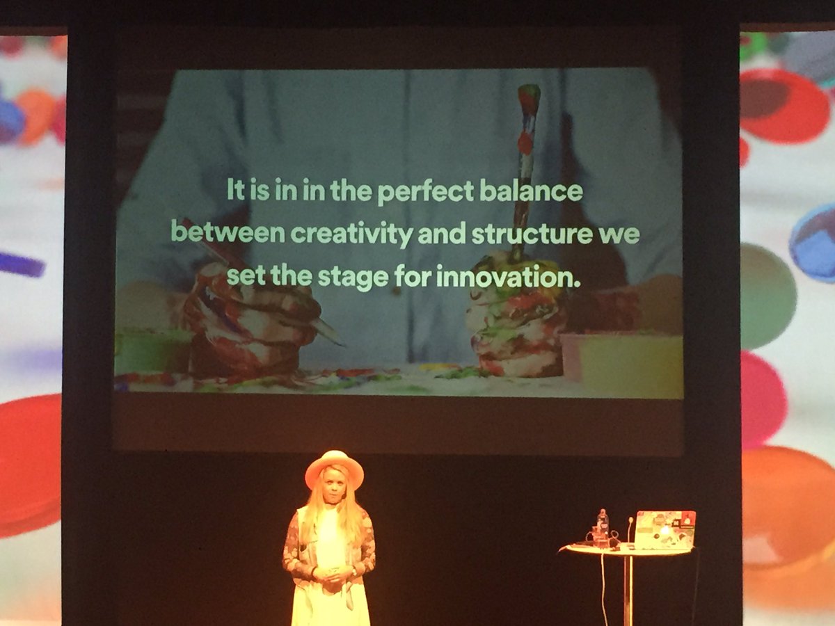 AseAngland's tweet photo. Spotifys innov.chef Sofie L prickar in något som vi vet är viktigt även för off.sektor. Kreativitet+struktur=innovation. #smartarevälfärd https://t.co/26qke3scuz