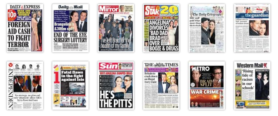 DelMody's tweet photo. News in brief: "#Brangelina Brangallover newspaper front pages today. Normal service will resume tomorrow" https://t.co/o0fFLWLsAT