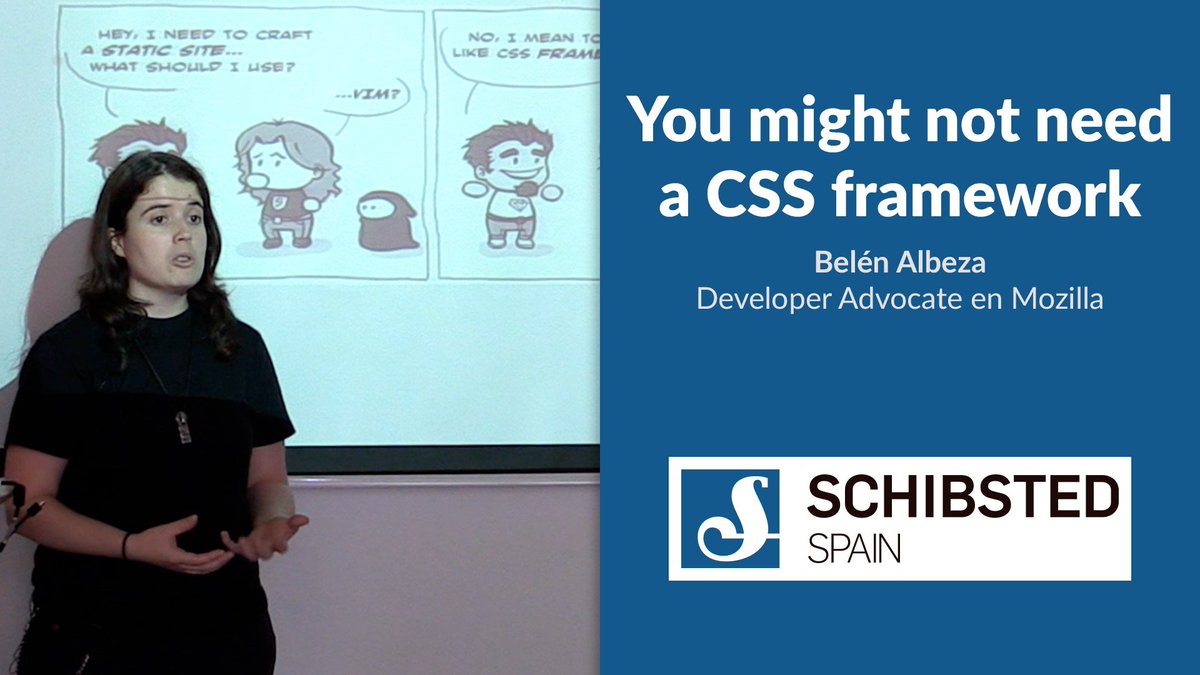 nucliweb's tweet image. You might not need a CSS framework
youtu.be/kED5eDjMfGM por @ladybenko #css #noFrameworks @SchibstedSpain