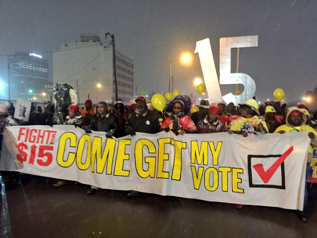 FightForAUnion's tweet photo. Workers to protest for $15 an hour outside first presidential debate 
 https://t.co/jVAI1QJ63S #FightFor15 https://t.co/9Z8rDIOMUF