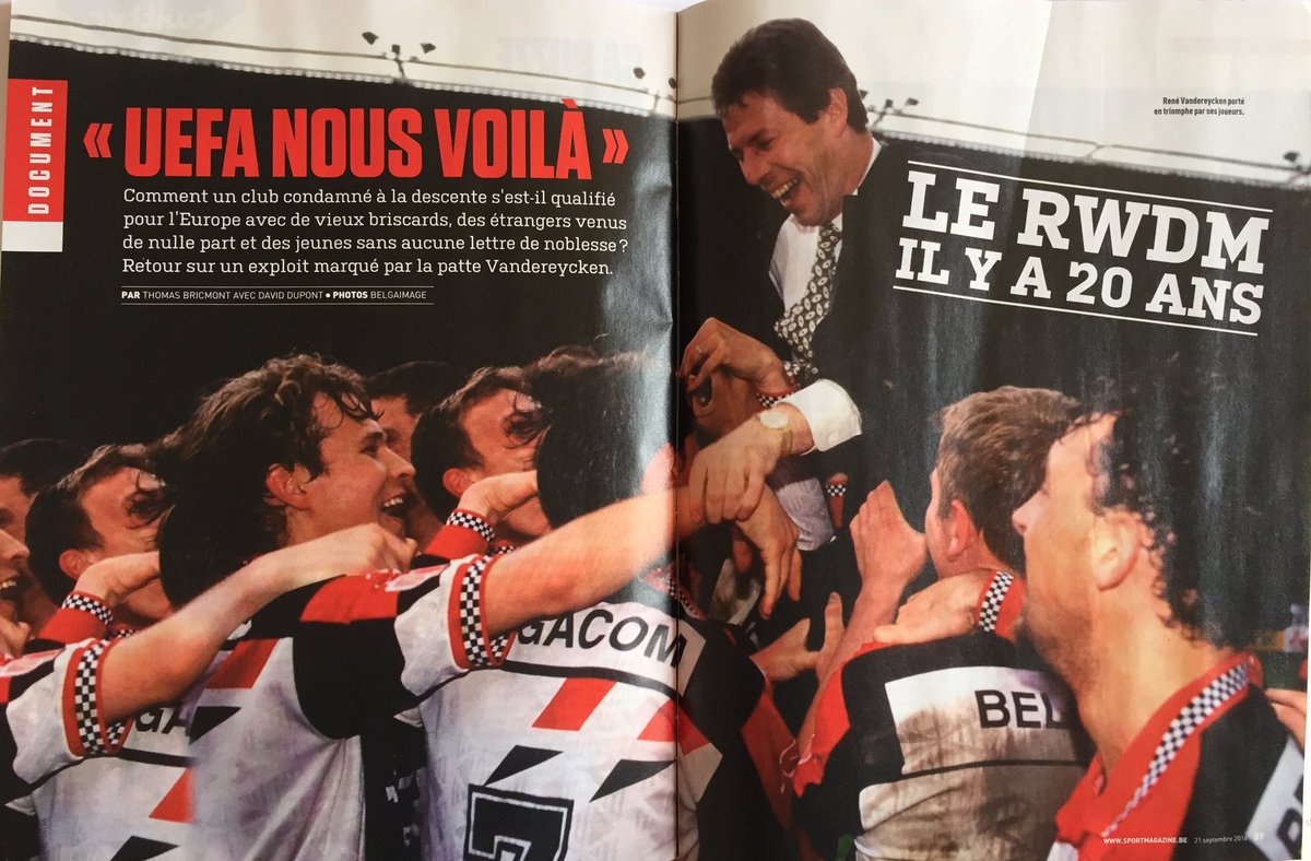 <a href="/sportfootmag/">Sport/Foot Magazine</a> se souvient du #RWDM européen. C'était il y a 20 ans... <a href="/RWDMolenbeek/">#RWDM</a> <a href="/BakalliA/">bakalli adrian</a> <a href="/haydockalan/">Haydock Alan</a> <a href="/lechoule/">ThB</a> <a href="/DanielCamus7/">Daniel Camus</a> #mythique