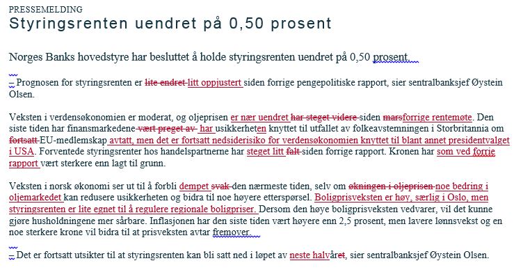 Blir omtalt som <a href="/NorgesBank/">Norges Bank</a> Olsens ghost-wtiter i <a href="/Finansavisen/">Finansavisen</a> i
dag:) Grep rødpennen for å sikre svak kronekurs. Enig i argumentene?