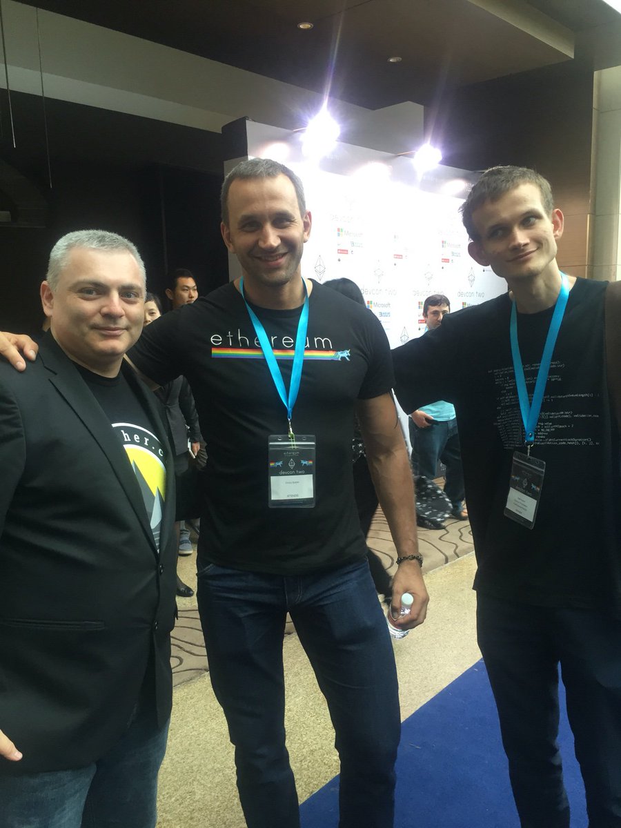 CampEther's tweet image. The father and the son with our beloved founder. So Russian, Such Ethereum. #devcon2