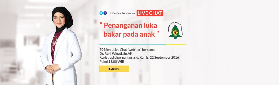 UDoctorID's tweet photo. Webinar dgn Dr. Reni Wigati, Sp.A: "Penanganan Luka Bakar Pada Anak" https://t.co/FCpH7hAY5Q https://t.co/HuznxNwy8z