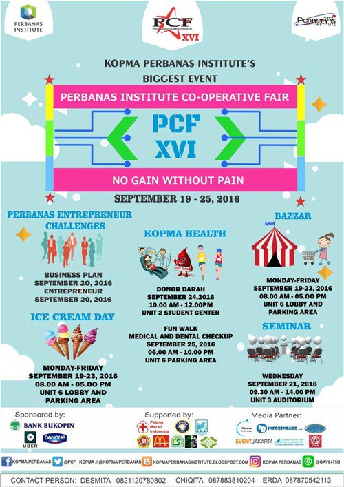 Perbanas Institute Co-Operative Fair | 19 – 25 September | @ Perbanas Jakarta | Info: <a href="/pcf_kopma/">PCF</a>